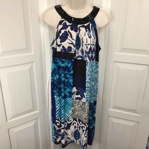 Luxe by Carmen Marc Valvo Patchwork Print Dress